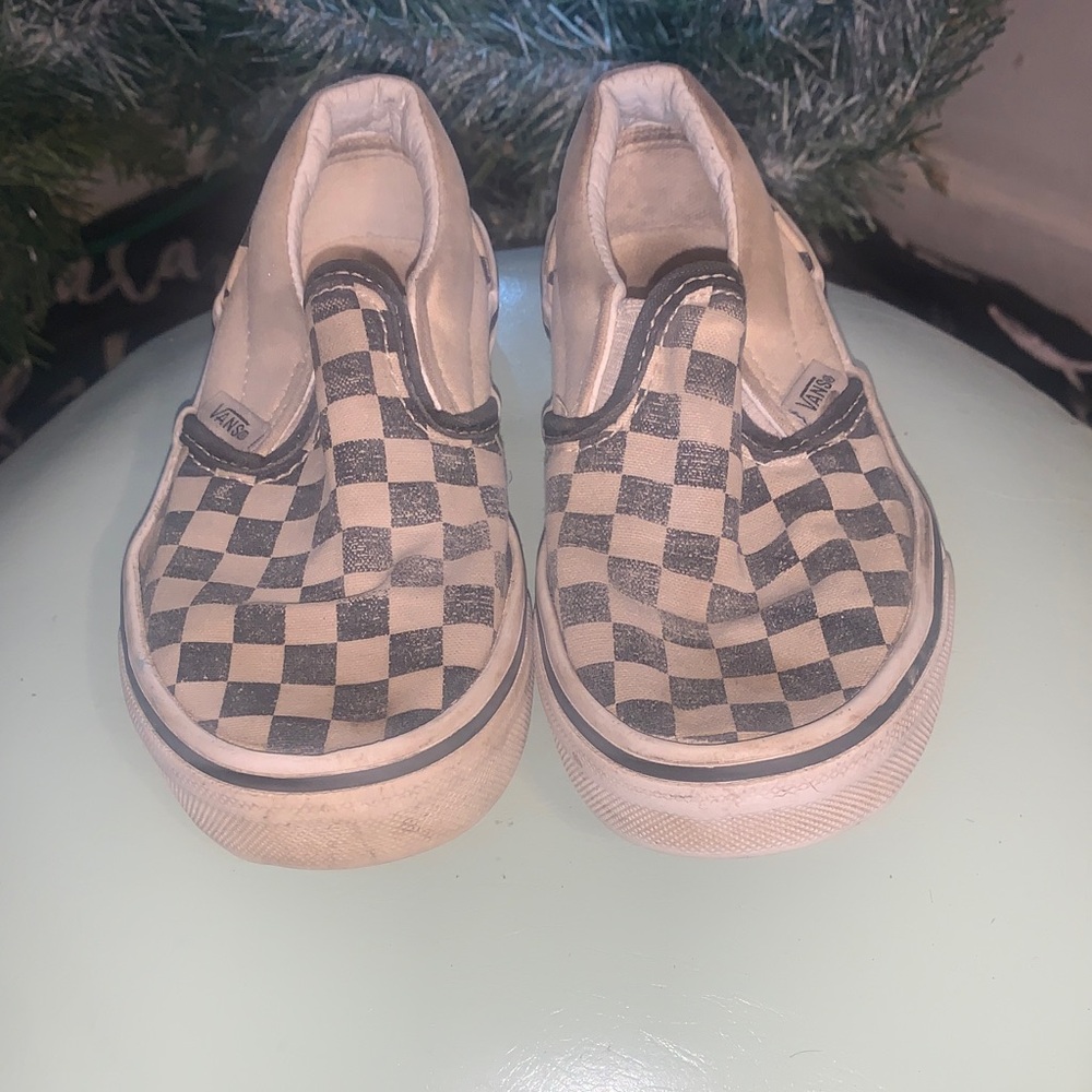 Vans Kids Checkered Slip-On Sneakers - Black and Cream